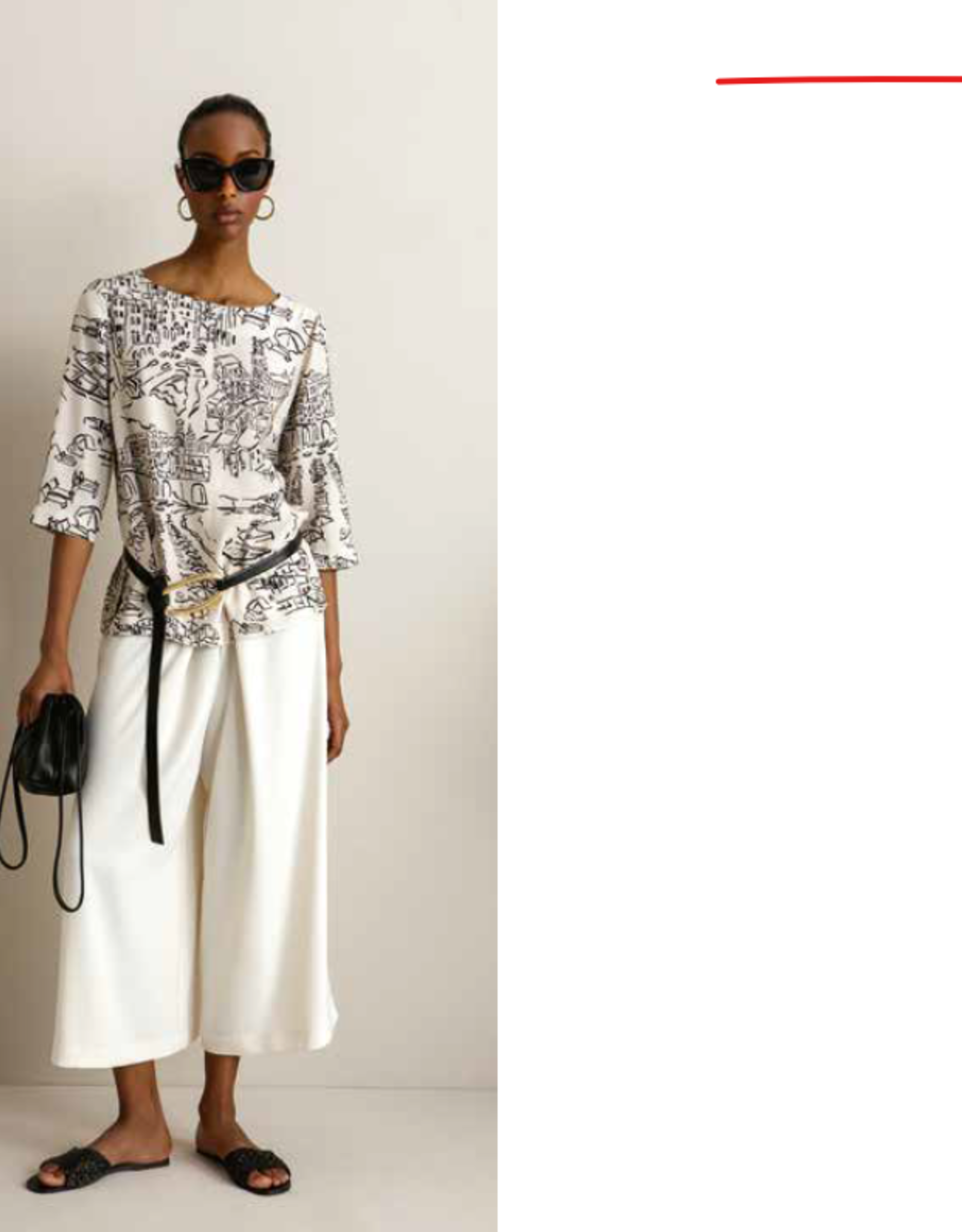 Maria Bellentani Top Donna Print Creme Zwart