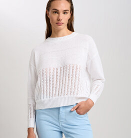 Marc Aurel Thema Sky White Pullover Ajour Gebreid