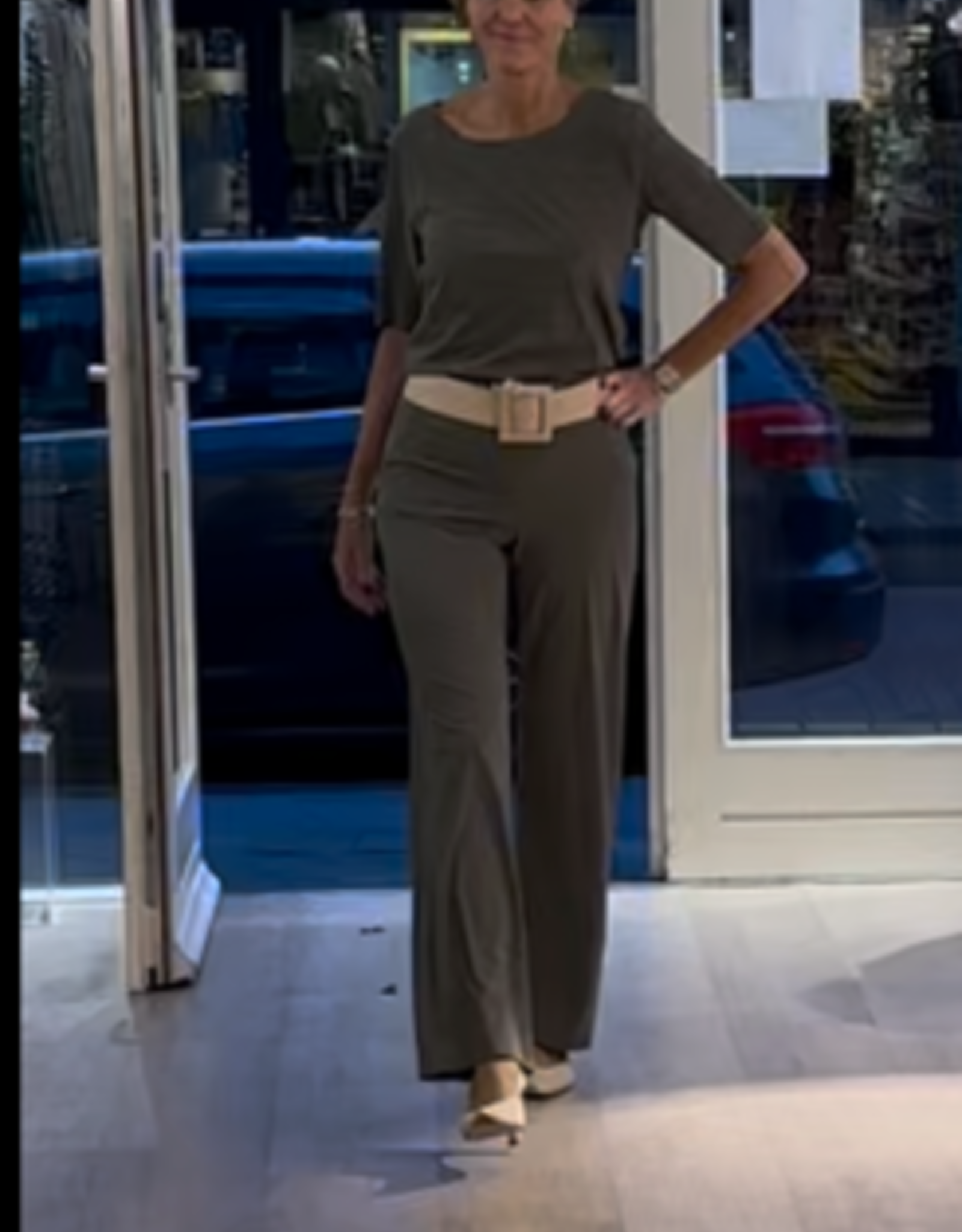 JapanTKY Pantalon Taro Wijd Dusky Green