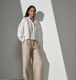 JcSophie Pantalon Garland Wijd met Krijtstreep  Sand