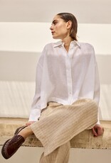 JcSophie Pantalon Garland Wijd met Krijtstreep  Sand