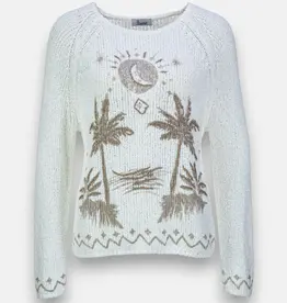 Princess goes Hollywood Pullover Boucle Palmen Sand Off White