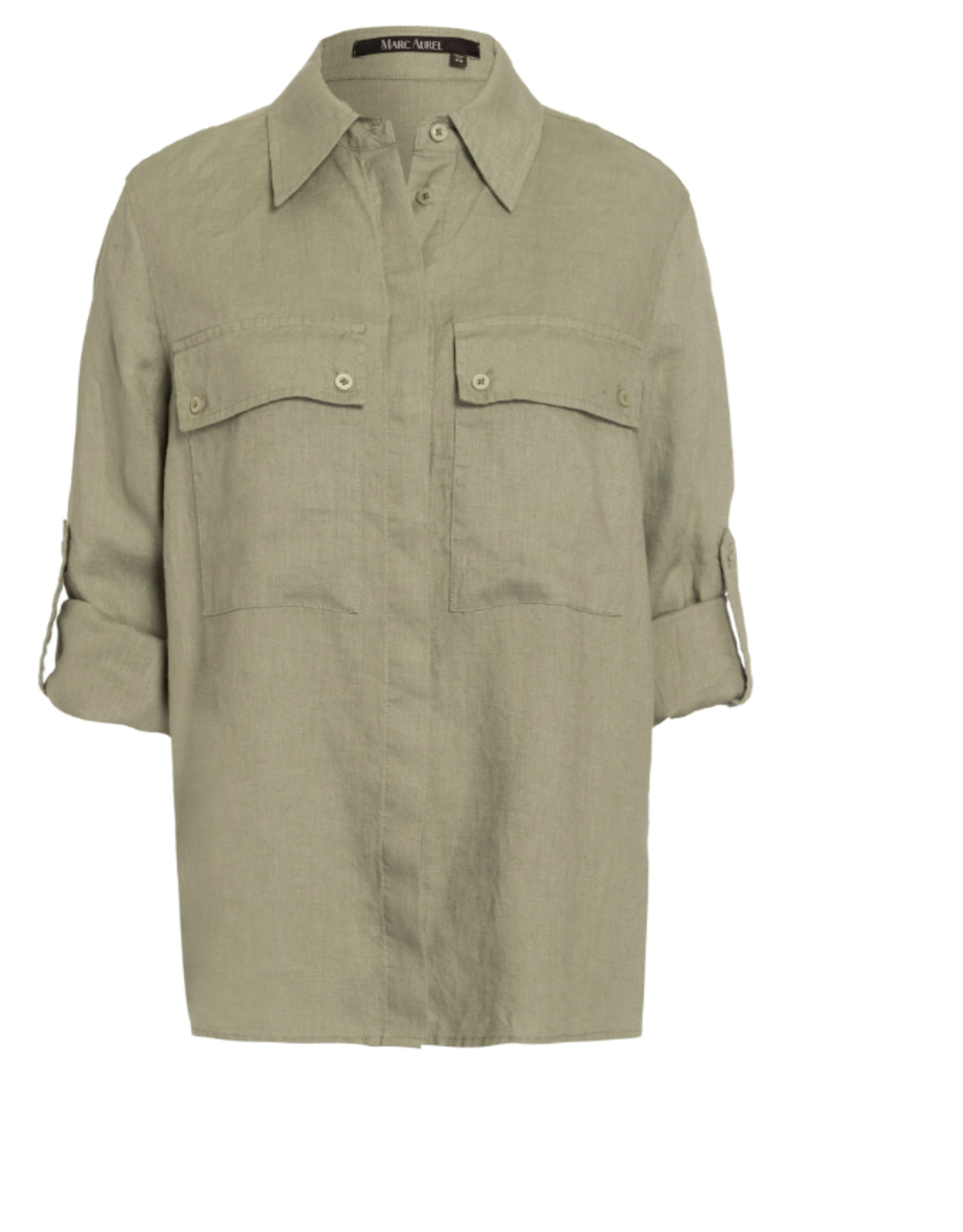 Marc Aurel Thema Khaki Blush Blouse Groen Linnen