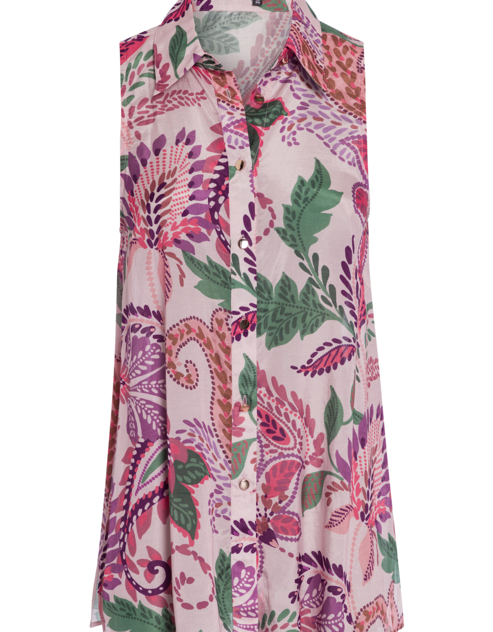 Marc Aurel Thema Khaki Blush   Blouse  Groen Rose Print Linnen