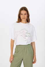 Marc Aurel Thema Khaki Blush White T-Shirt Oversized Print Roze Khaki