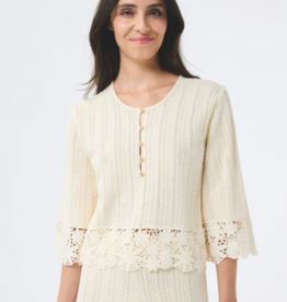 Leo&Ugo Ajour Pull Knoopjes  Broderie Rand Ecru
