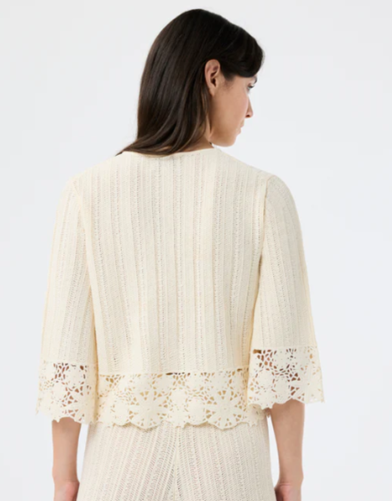 Leo&Ugo Ajour Pull Knoopjes  Broderie Rand Ecru