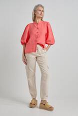 Josephine &CO Blouse Jolene RH Linnen 3/4 Pofmouw  Coral