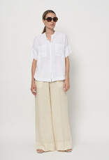 LaSalle Blouse  Mandarin Wit Korte Mouw