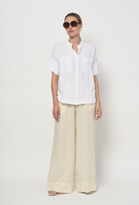 LaSalle Blouse  Mandarin Wit Korte Mouw