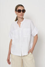 LaSalle Blouse  Mandarin Wit Korte Mouw