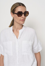 LaSalle Blouse  Mandarin Wit Korte Mouw