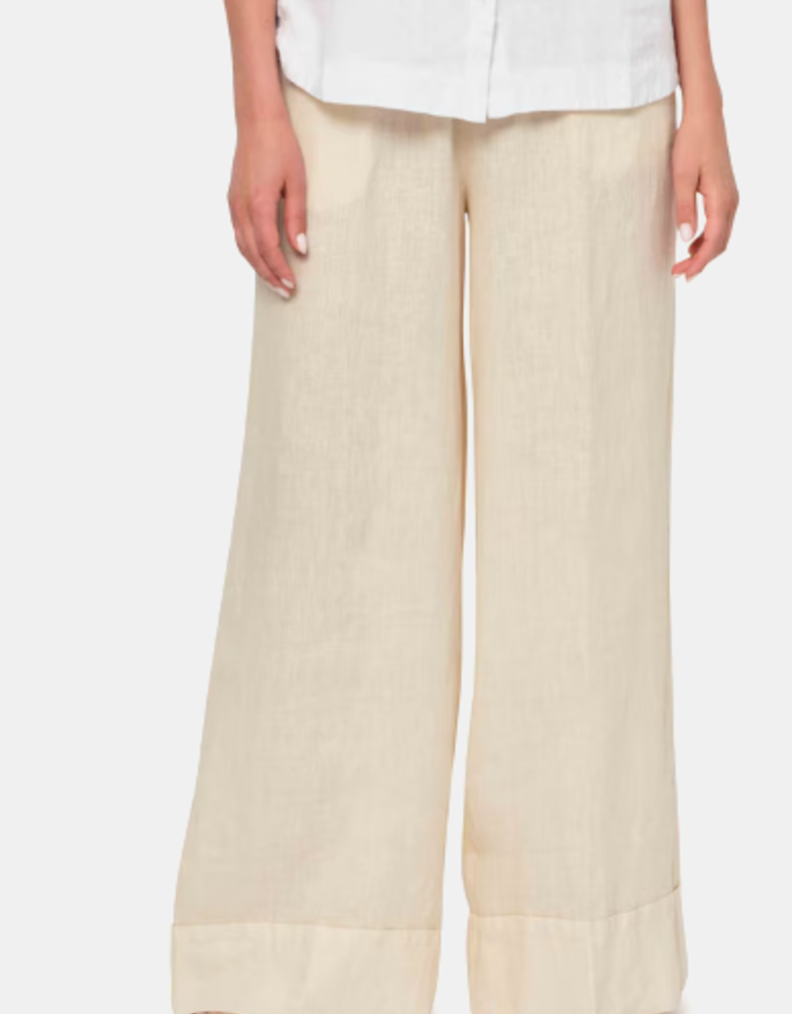 LaSalle Wijde Linnen Pantalon Sand