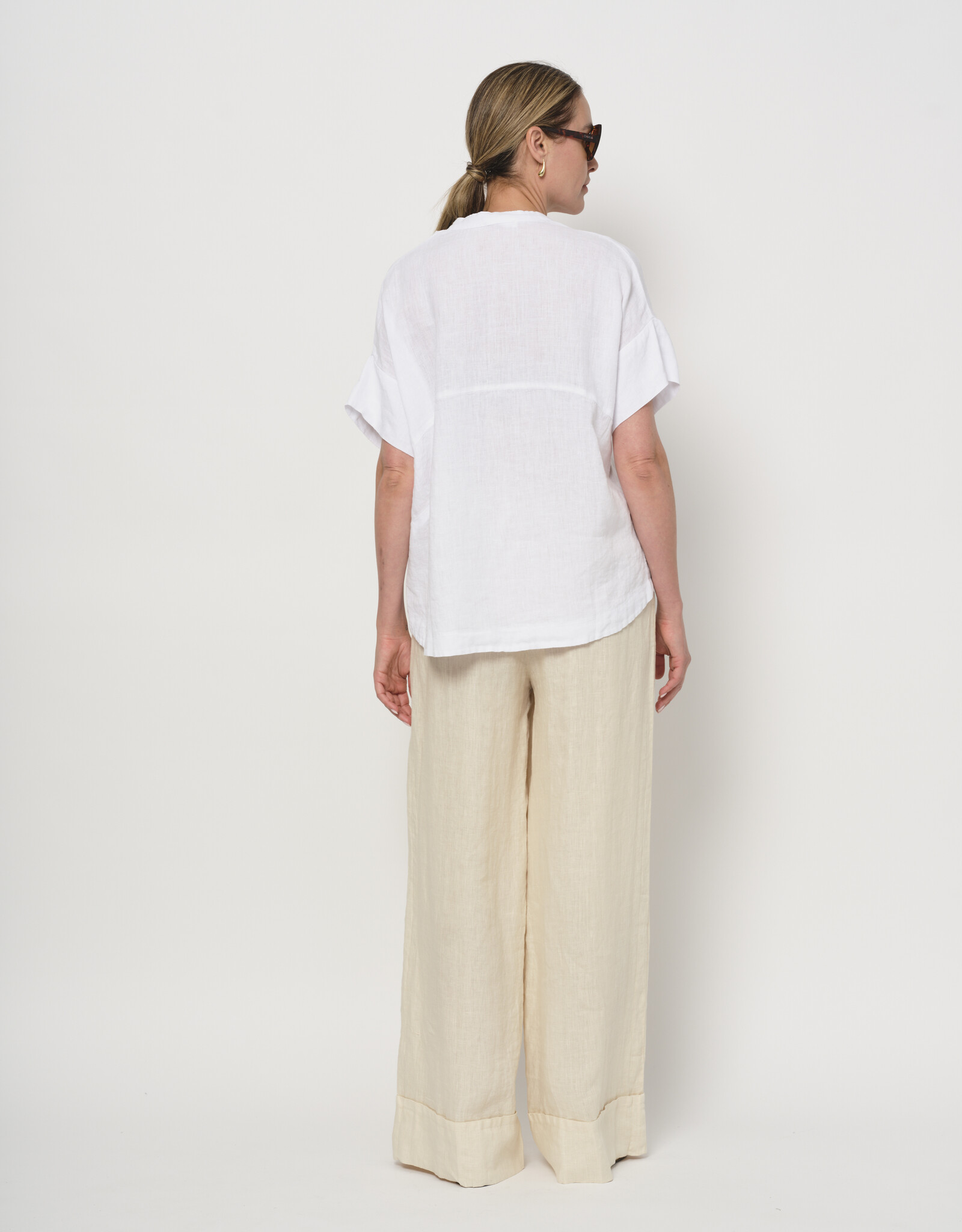 LaSalle Wijde Linnen Pantalon Sand