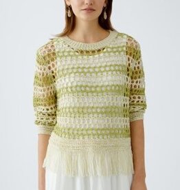 Oui Opengewerkte Pullover Beige Olijf