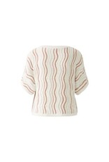 Oui Pullover White/Red/Silver