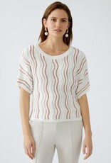 Oui Pullover White/Red/Silver