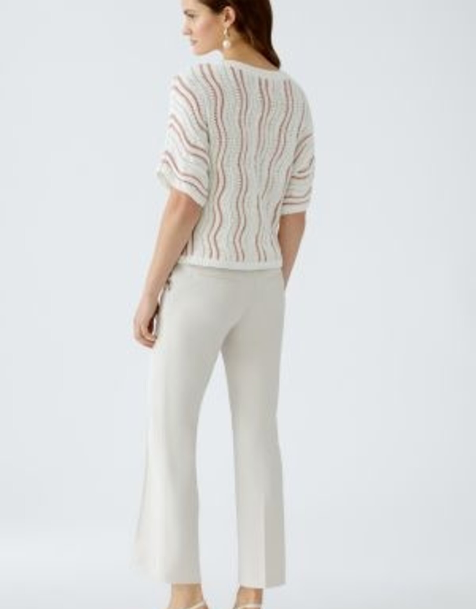 Oui Pullover White/Red/Silver