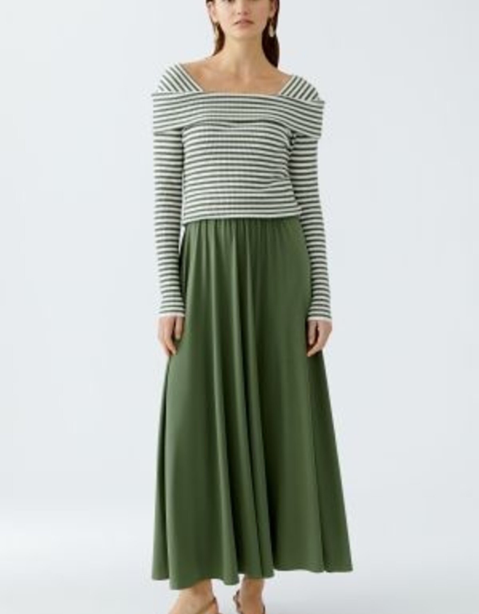 Oui Rok Lang Jersey Shaded Moss