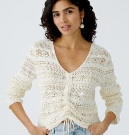 Oui Pullover Opengewerkt Creme