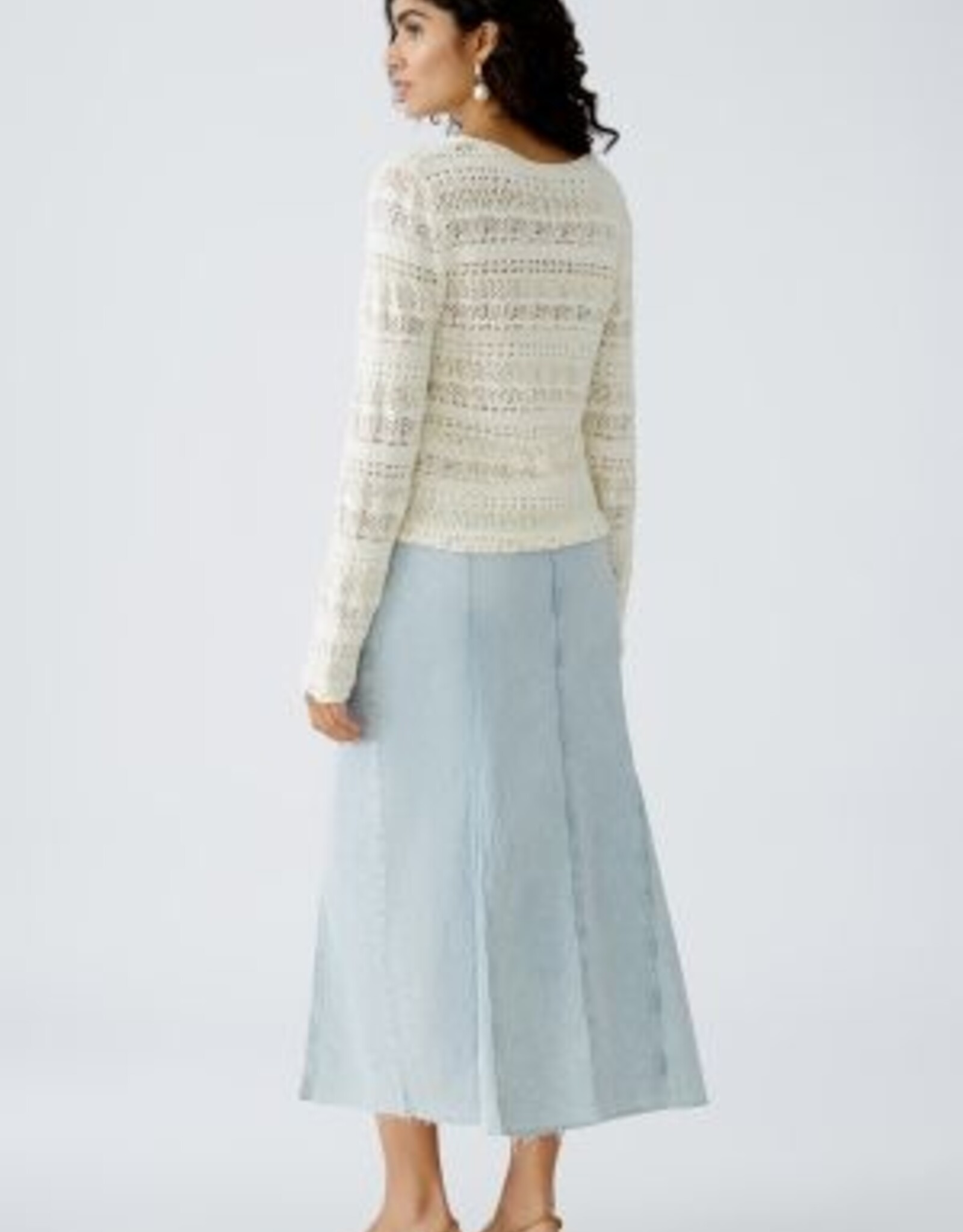 Oui Pullover Opengewerkt Creme