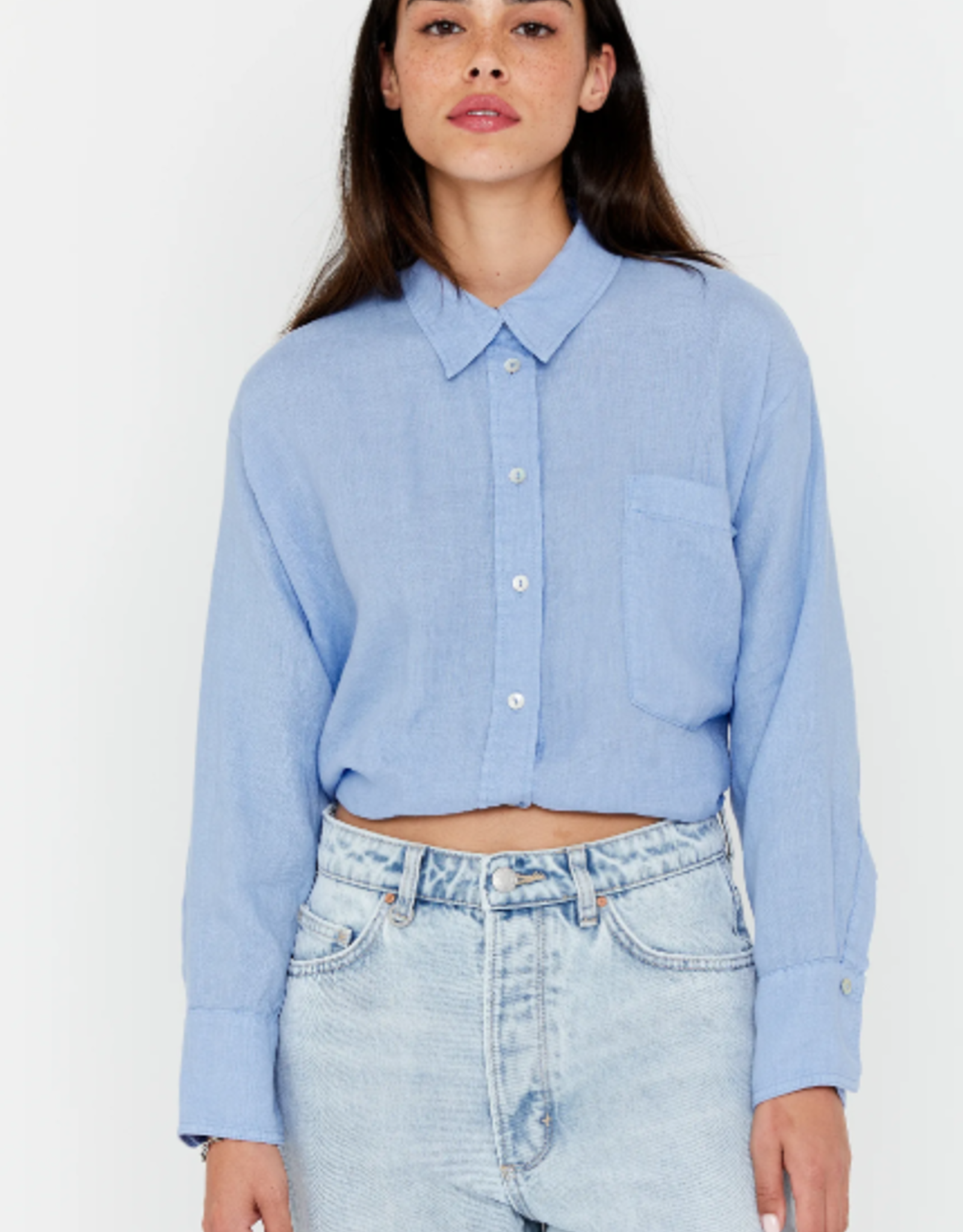 Anna Blue Blouse Loisa LM Linnen Misty Blue Solid