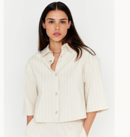 Anna Blue Shortyjack 3/4 Mouw Streep White-Sand