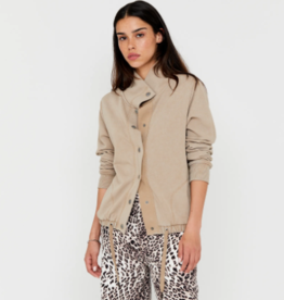 Anna Blue Sweatvest Opstaande Kraag Wet Sand Solid