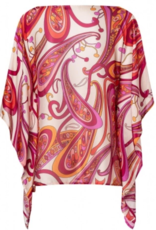 Ana Alcazar Blouse A-Symetrisch Print Fuchia Rood Off White