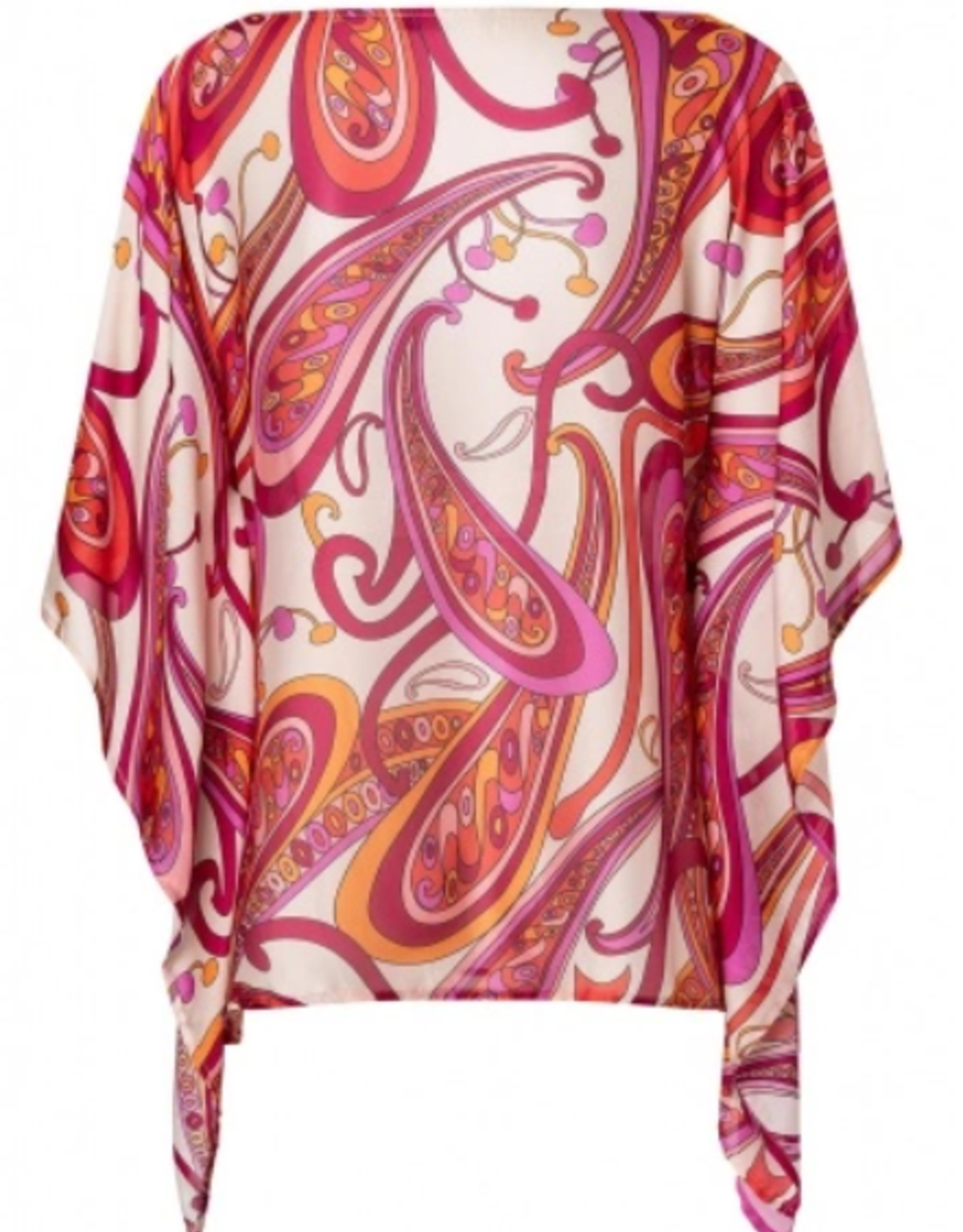 Ana Alcazar Blouse A-Symetrisch Print Fuchia Rood Off White
