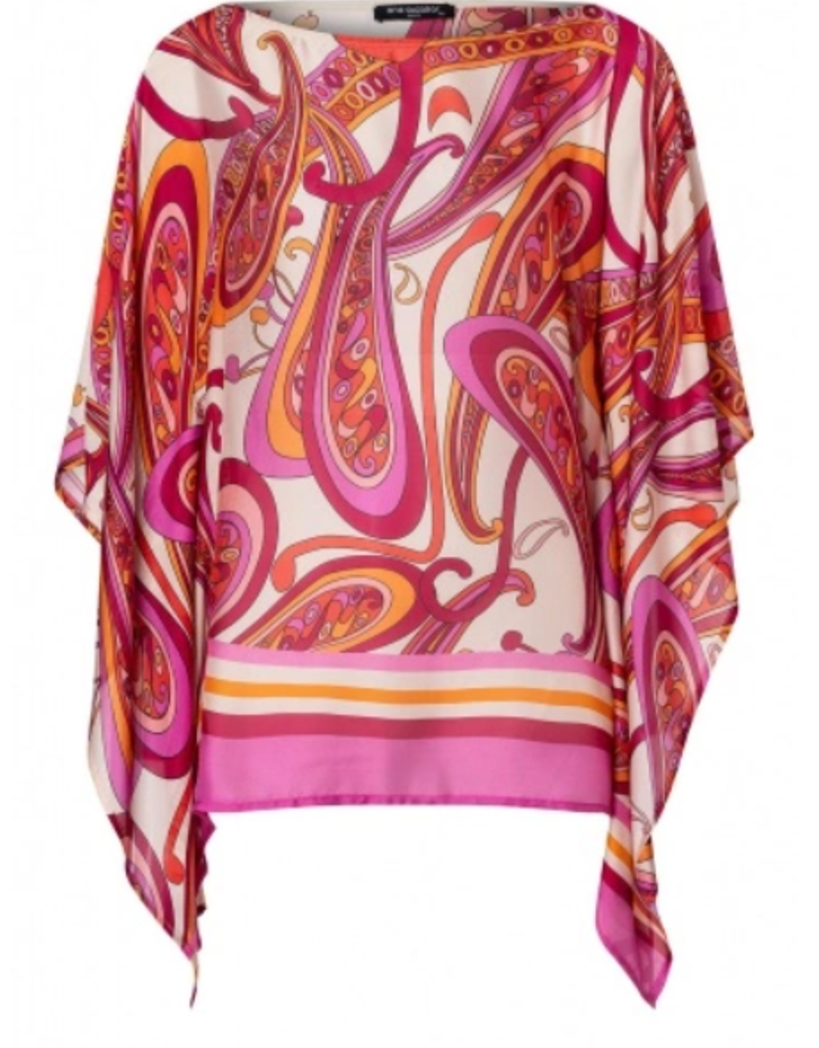 Ana Alcazar Blouse A-Symetrisch Print Fuchia Rood Off White