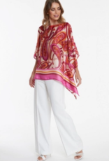 Ana Alcazar Blouse A-Symetrisch Print Fuchia Rood Off White