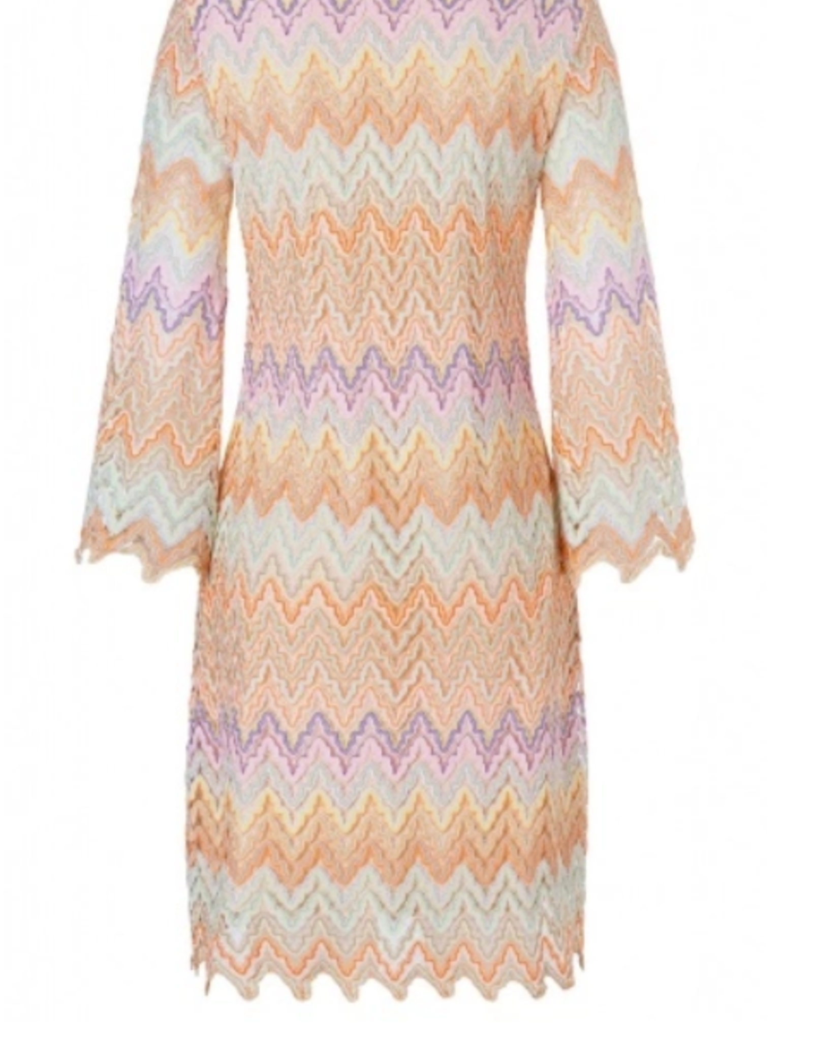 Ana Alcazar Jurk Fijne Zig Zag Print Pastel L.Mouw