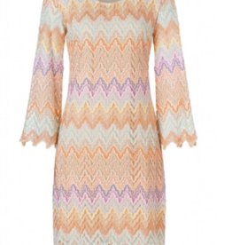 Ana Alcazar Jurk Fijne Zig Zag Print Pastel L.Mouw