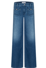 Cambio Aimee Patched Mid Sunny  Wide Leg Jeans