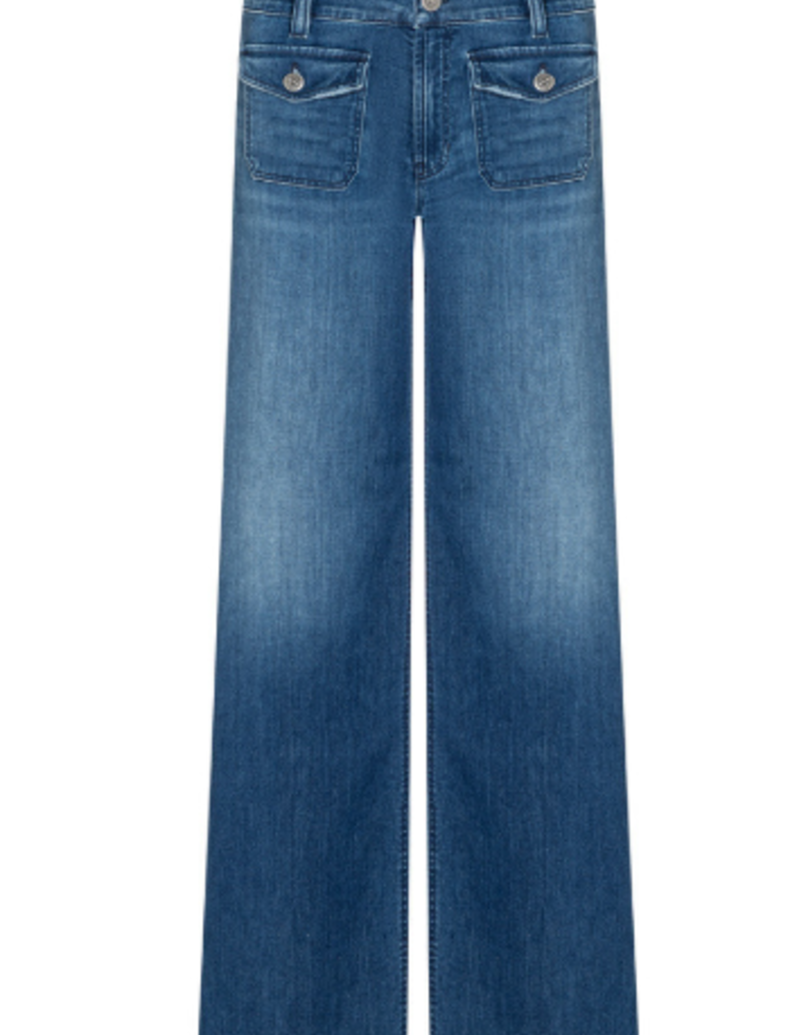 Cambio Aimee Patched Mid Sunny  Wide Leg Jeans