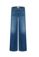 Cambio Aimee Patched Mid Sunny  Wide Leg Jeans