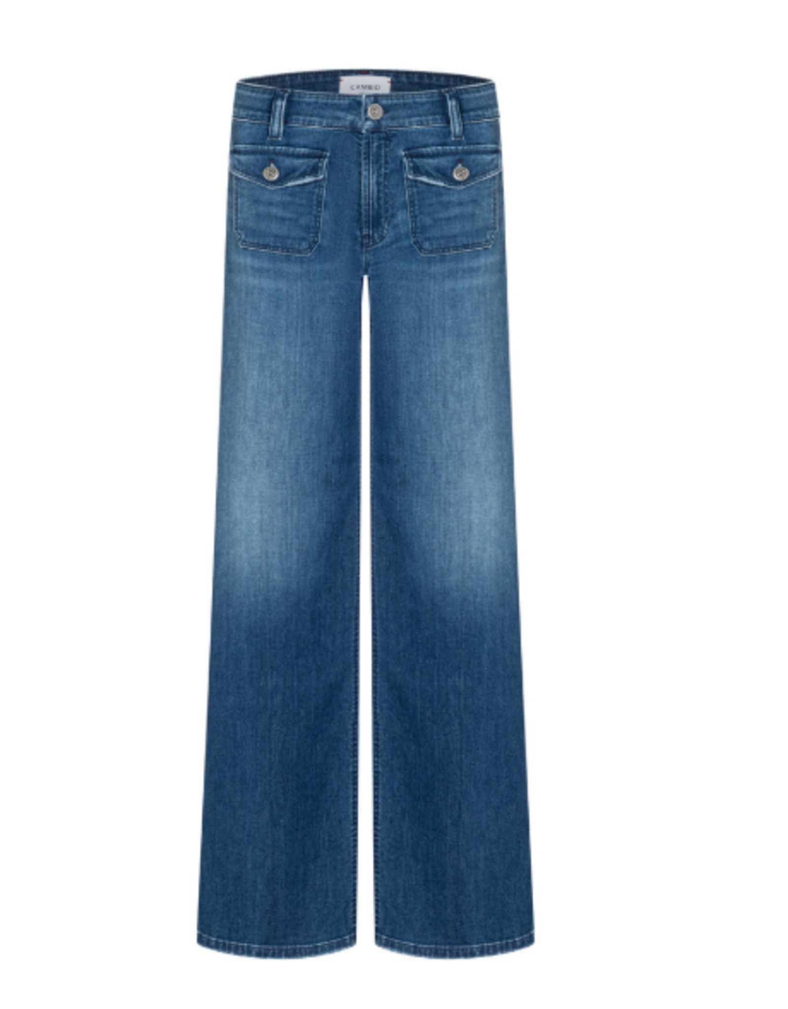 Cambio Aimee Patched Mid Sunny  Wide Leg Jeans