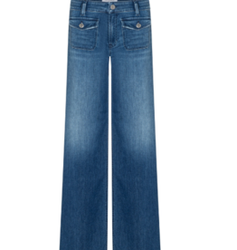 Cambio Aimee Patched Mid Sunny  Wide Leg Jeans