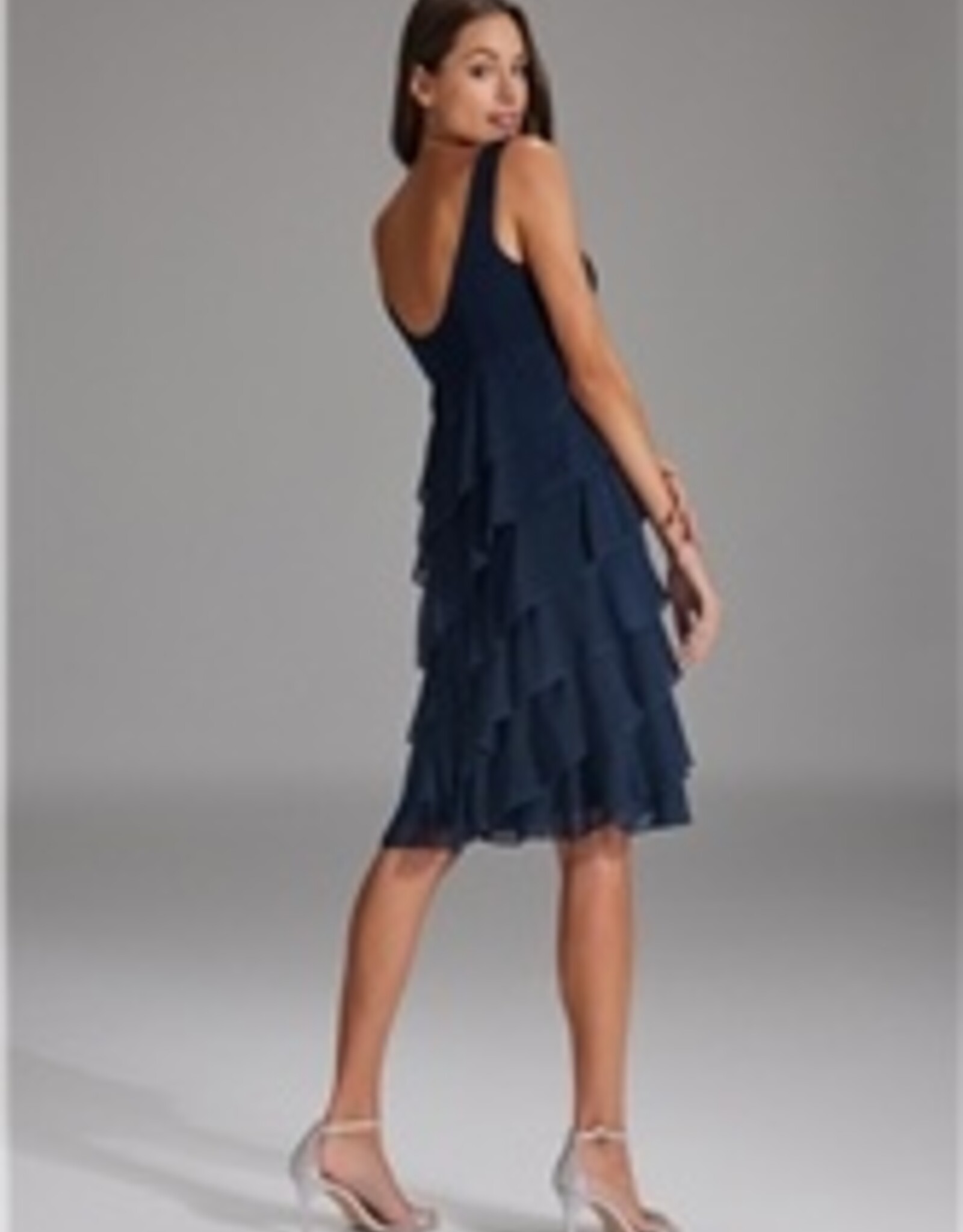 Swing Cocktailjurk Navy Met Stroken