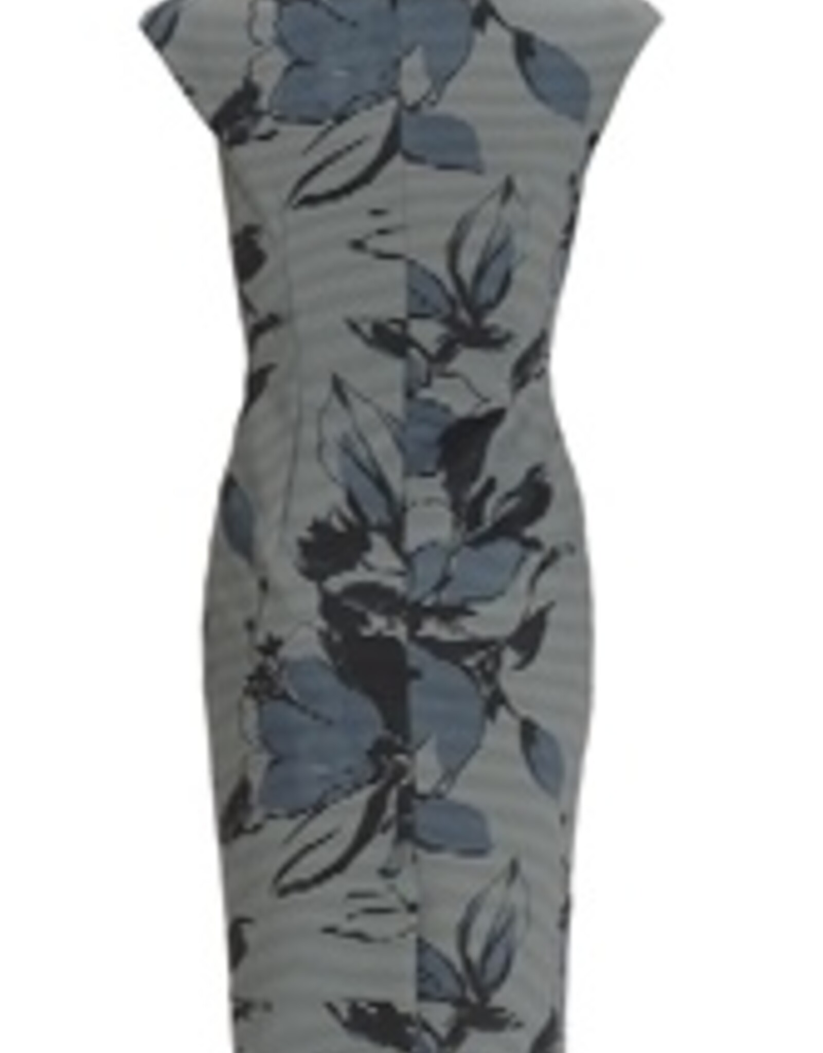 Swing Jurk Mouwloos Print Bloem Streep Timeless Blue