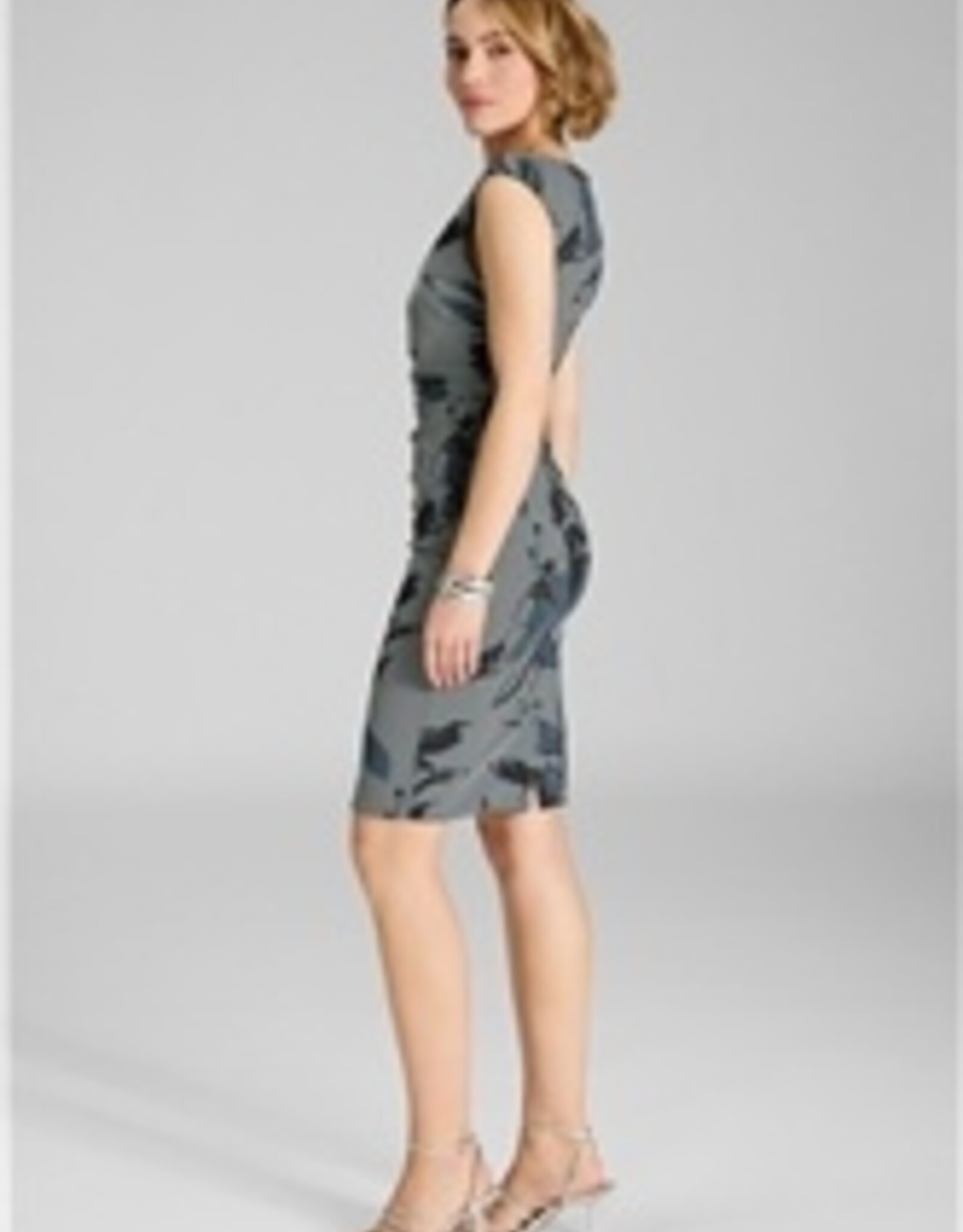 Swing Jurk Mouwloos Print Bloem Streep Timeless Blue