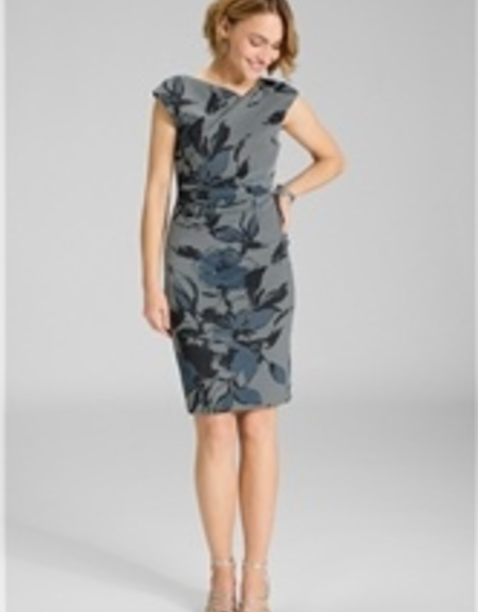 Swing Jurk Mouwloos Print Bloem Streep Timeless Blue