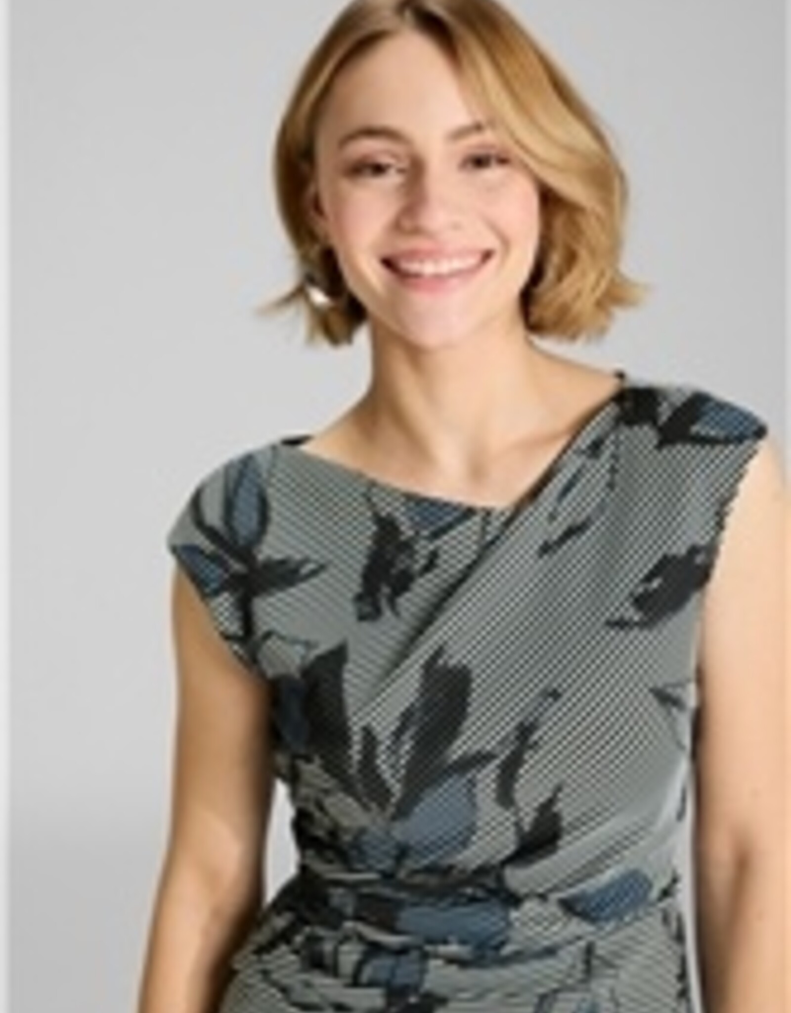Swing Jurk Mouwloos Print Bloem Streep Timeless Blue