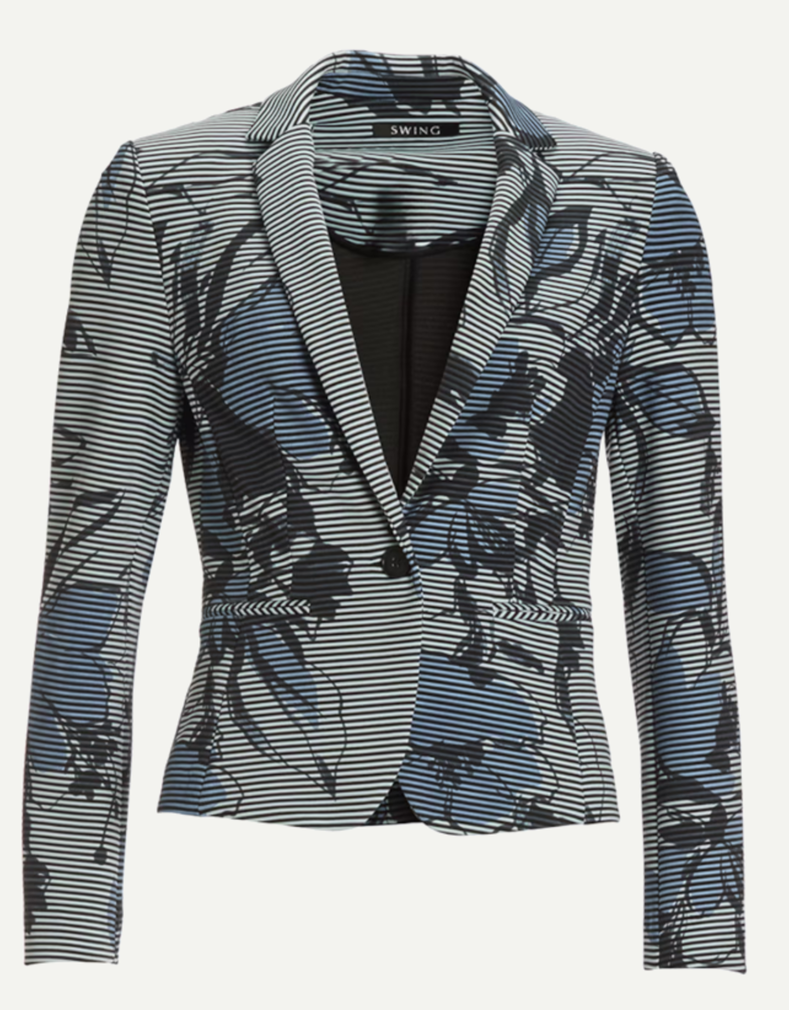 Swing Blazer Print Bloem Streep Timeless Blue