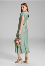 Swing Jurk Satijn Lang Kapmouw Pistachio Green