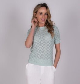 The Clothed Pullover Murcia Opengewerkt Korte Mouw Spray Mint