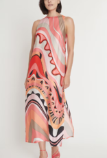 Ana Alcazar Lange Mouwloze jurk Paola met Peach en Beige