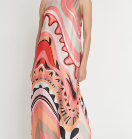Ana Alcazar Lange Mouwloze jurk Paola met Peach en Beige
