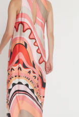 Ana Alcazar Lange Mouwloze jurk Paola met Peach en Beige